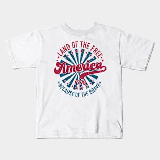 America Land Of The Free Because Of The Brave Retro Kids T-Shirt